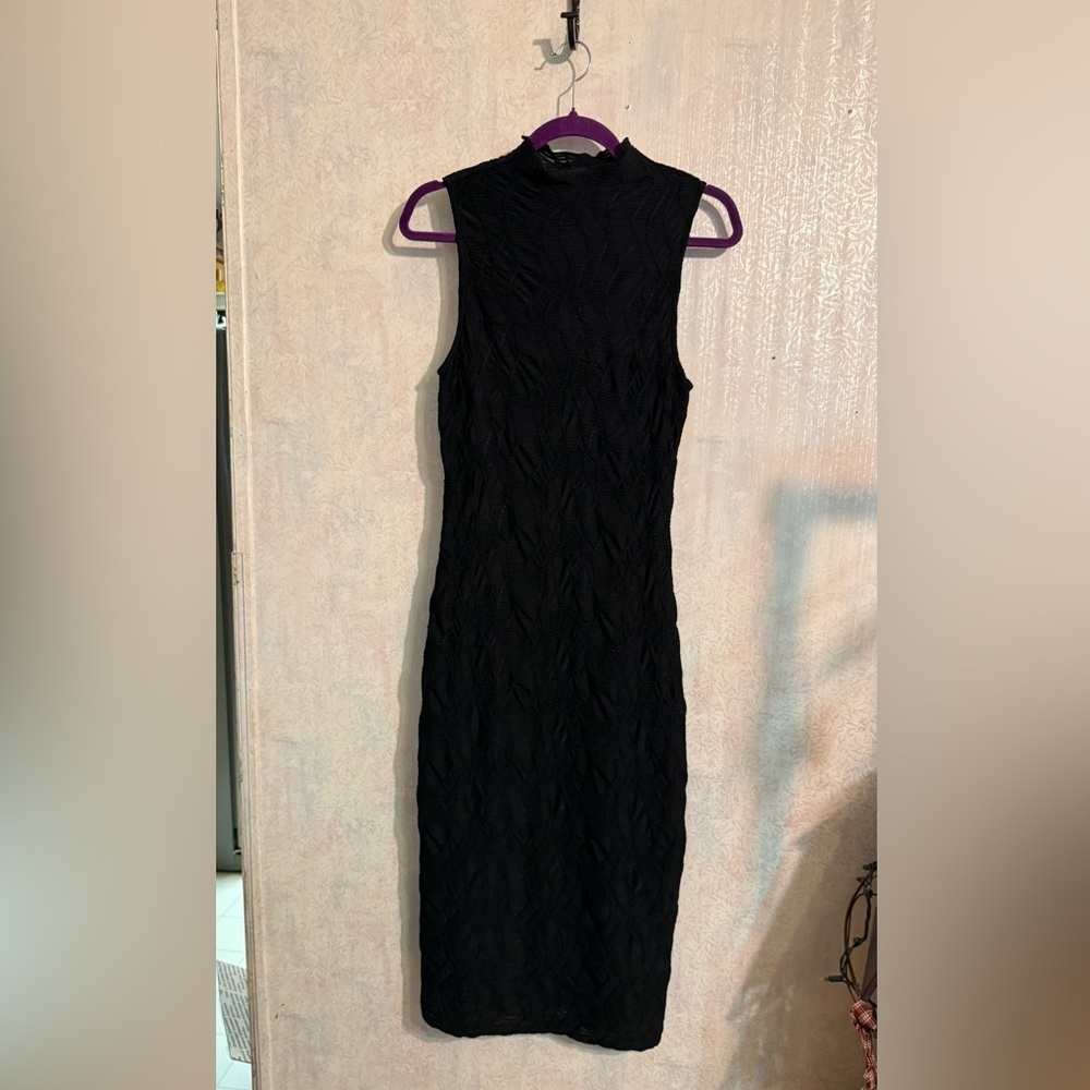 House of Harlow 1960 Black Sleeveless Textured Maxi Dress, Feminine, Formal S